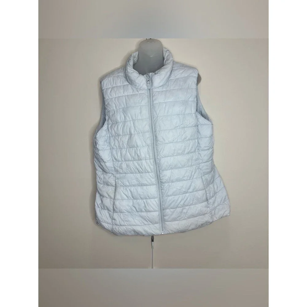 Old Navy white zip up Quilted Puffer Vest size XL Casual outdoor winter